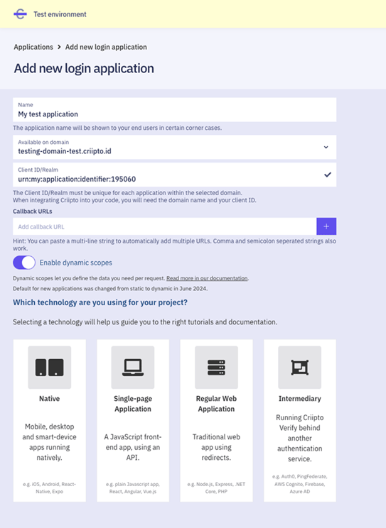 Add login application dashboard