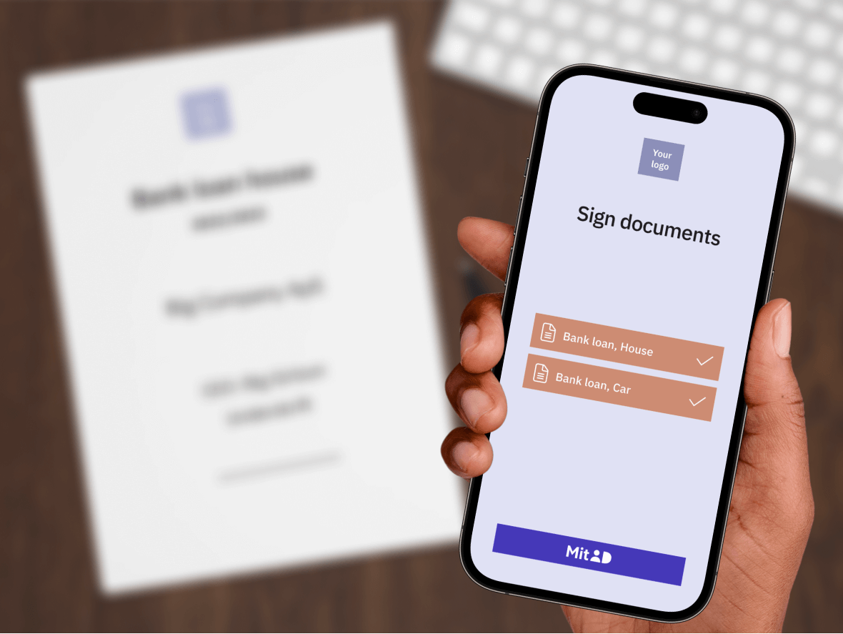 iphone mockup table with papers-signature api-dk mitid